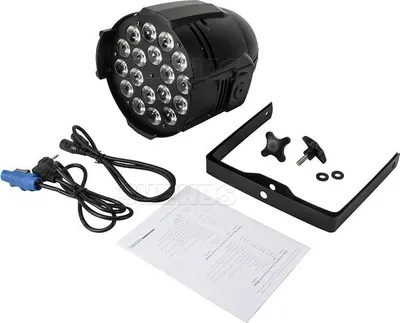 Obrázek produktu pro LED scénické světlo, výkon 324W, ovládání DMX512, 6/10 kanálů DMX, (velký) 18x18W 6v1, zástrčka EU