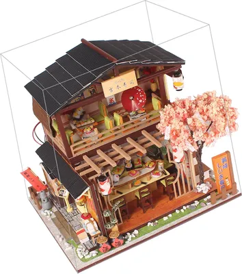 Image de Modèle de boutique de sushis à monter soi-même Jouets créatifs japonais en bois à assembler avec LED pour adolescents et adultes
