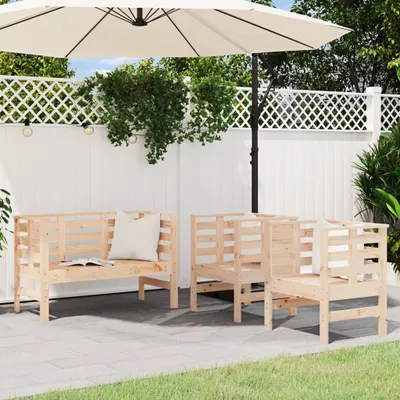 Produktbild von 3-tlg. Garten-Lounge-Set Massivholz Kiefer , Gartenmöbel-Sets 2024 Neu