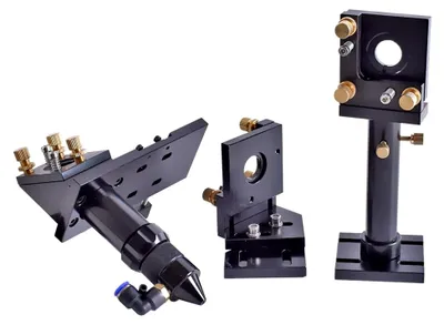 Produktbild von CO2-Laserkopf-Set mit Spiegelfokus und Objektiv, Integrative Befestigungshalterung für Laserschneidmaschinen