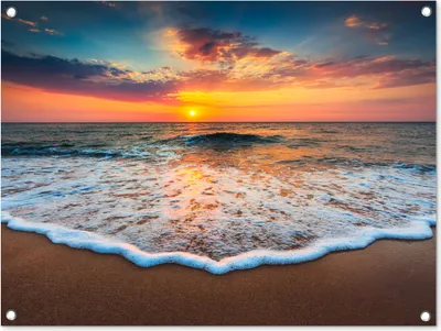 Produktbild von MuchoWow® 80x60 cm Outdoor-Poster Gartendeko Sichtschutz Garten Poster für den Garten  Strand - Meer - Sonnenuntergang