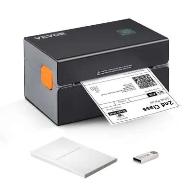 Zdjęcie produktu dla VEVOR termiczna drukarka etykiet 175x109x94mm drukarka etykiet o rozdzielczości 300DPI drukarka etykiet wysyłkowych drukarka etykiet Bluetooth/USB automatyczne rozpoznawanie etykiet Windows Mac OS Linux Chromebook