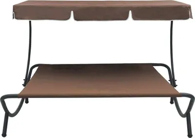 Image de vidaXL Bain de soleil de jardin avec toit solaire brun