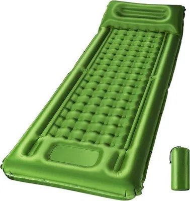 Produktbild von Famanu Campingmat Selbstaufblasend, 12 cm dick, ultraleicht mit integrierter Pumpe - grün