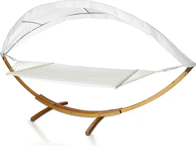 Produktbild von TolleTour Hängematte mit Gestell Lärchenholz Hängematten Hängesitz Hängemattenset Outdoor Relax Stabhängematte 415cm