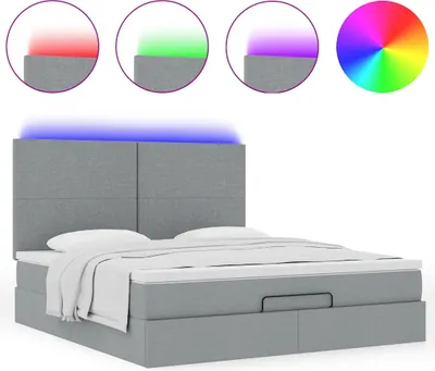 Produktbild von Ottoman-Bett mit Matratze & LEDs Hellgrau 160x200 cm Stoff