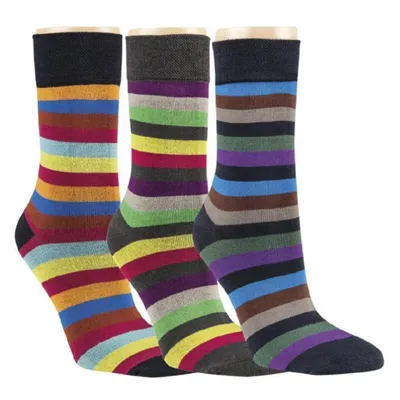 Produktbild von 6 Paar Bambus Viskose Socken Bambussocken Ringel 2 Softrand ohne Gummi für Damen Gr. 39/42