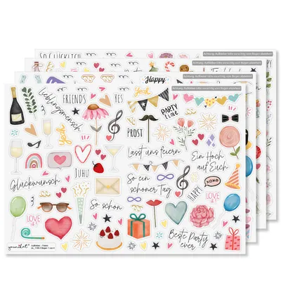 Produktbild von younikat Aufkleber-Set für Geburtstagsgeschenke I über 200 Sticker zum Basteln