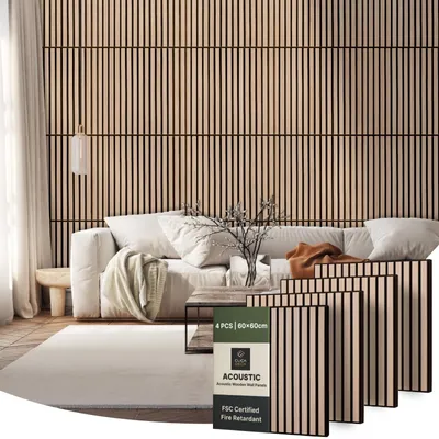 Immagine prodotto di Pannello murale in legno - Set di 4 - 60 x 60 cm - Legno  - Pannelli fonoassorbenti