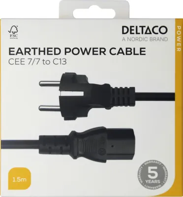 Image de Câble d'alimentation CEE 7/7 - C13, 1,5m, noir