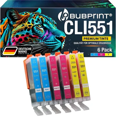 Immagine prodotto di Cartucce compatibili con Canon CLI-551 XL, marca Bubprint, confezione da 6