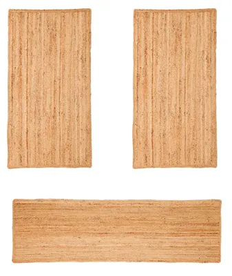 Obrázok produktu pre MY-RUG Nitin posteľný koberec z juty, 3-dielny, behúň, spálňa, ručne tkaný, 100 % juta, 300x80