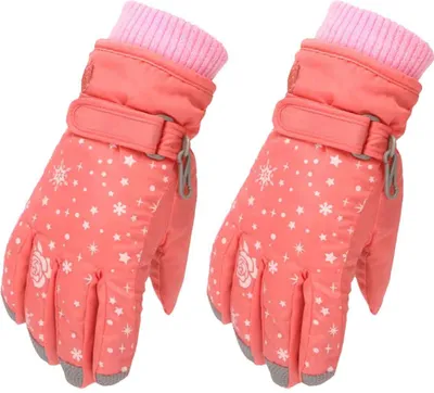 Produktbild von Fahrradhandschuhe Kleinkind Mädchen Jungen Schneehandschuhe Kinder Ski Winterhandschuhe Rose Stickerei Winddicht Kinder Warme Handschuhe Skihandschuhe