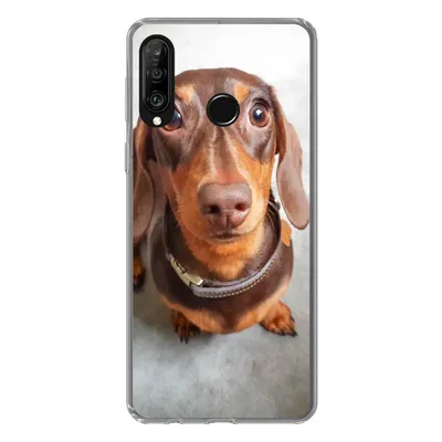 Produktbild von MuchoWow® Handyhülle Schutzhülle Hülle für Huawei P30 Lite Nahaufnahme des Kopfes eines Dackels Silikon Softcase Handy Hülle - Handyhülle