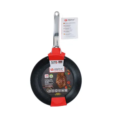 Obrázek produktu pro alpina Pánev 24 cm s povrchovou úpravou - pro všechny zdroje tepla včetně indukce - hliník - černá