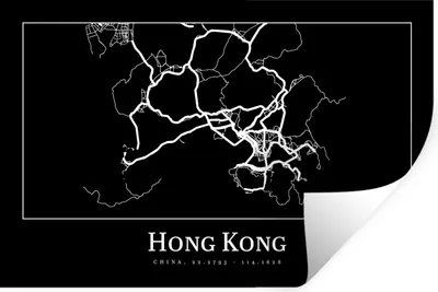 Produktbild von MuchoWow® Wandtattoo Wandsticker Wandaufkleber Hongkong - Karte - Stadtplan - Routenbeschreibung 90x60 cm Selbstklebend und Repositionierbar - Aufkleber