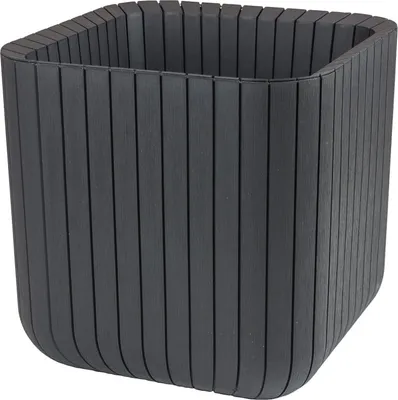 Produktbild von Keter Cube Wood Planter Blumentopf Anthrazit Topf beständig gegen Beschädigungen L