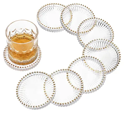 Glasuntersetzer, rund, transparent, 8 Stück, 9,8 cm, für Tassen & Gläser