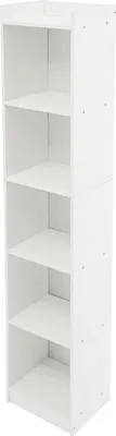 Obrázok produktu pre Regál - Úložný regál - 5 úrovní - Rozmery 30 × 24 × 152 cm - MDF, hrúbka dosky 11 mm - Jednoduchá montáž - Biela