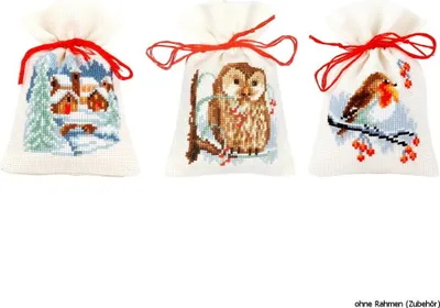 Produktbild von Vervaco Kräutertütchen "Winter", 3er Set, Zählmuster