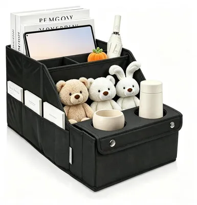 Image de Organisateur de siège auto, pour siège arrière ou siège passager, pliable, robuste, en polyester, dimensions : 41,5 x 22 x 20 cm