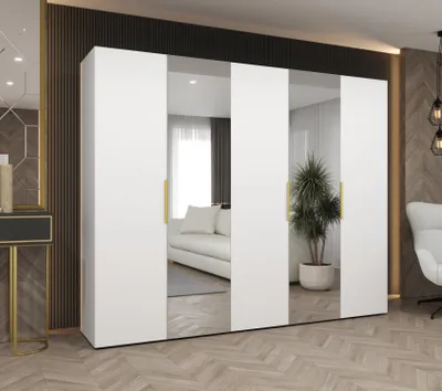 Produktbild von Kleiderschrank 250 cm KUBRA - weiß/gold