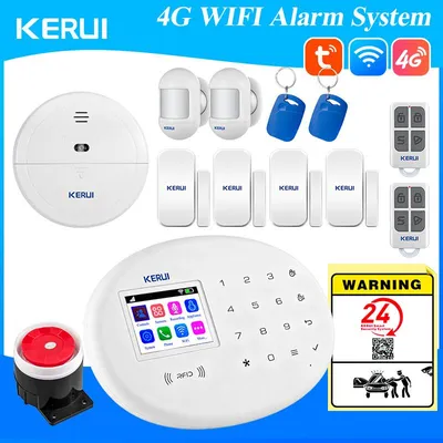 Image de Système d'alarme domestique sans fil 4G WiFi, avec détecteur de mouvement PIR et sirène