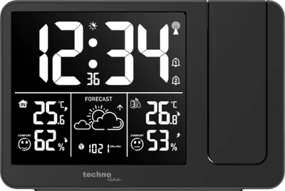 Obrázek produktu pro Technoline WT 548, Digitální budík, Obdélník, Černá, 12/24 h, Čas, Teplota, LCD