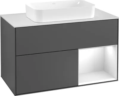Produktbild von V&B Waschtischunterschrank Wandbeleuchtung Finion 100x60,3 cm, Rg r wh. m Lac, glo wh. Lac