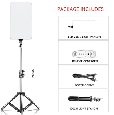 Image de Lampe vidéo LED, température de couleur réglable, trépied inclus, trépied de 100 cm