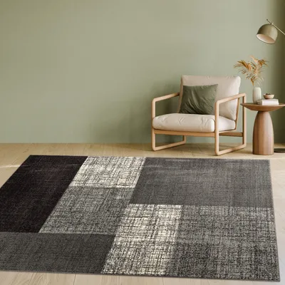 Produktbild von Designer Teppich Modern Kariert Kurzflor Design Meliert In Grau Creme Braun Grösse 160x230 cm