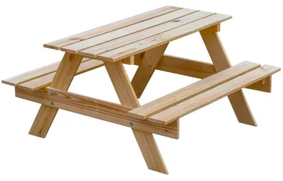 Produktbild von ITA Kindersitzgarnitur aus Holz Natur - Kinder Picknicktisch mit 2 Bänken - Kinder Sitzgruppe für Indoor & Outdoor - Qualität direkt vom Hersteller -  EU
