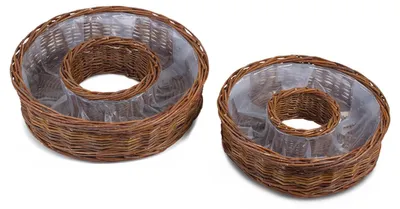 Productafbeelding van Ronde plantbakken voor buiten, plantringen, naturel, 30 en 38 cm