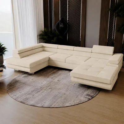 Produktbild von Wohnlandschaft mit Schlaffunktion, Couch für Wohnzimmer - Schlafsofa - Eckcouch