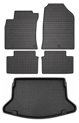 Produktbild von Gummimatten + Kofferraumwanne für Hyundai i30 III 2016- (Schrägheck, fester Ladeboden) – Schwarz, passgenau – Wielganizator SolidPRO