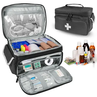 Image de Trousse de premiers secours vide, noire, étanche, durable, dimensions : 29 x 19 x 17 cm