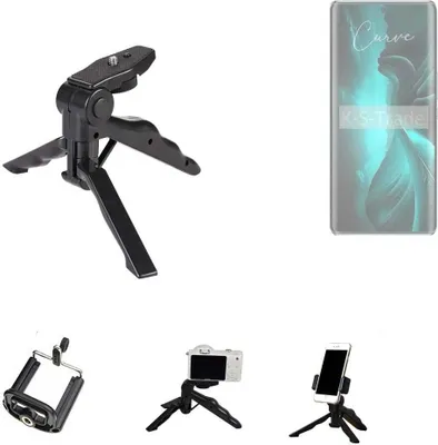Produktbild von K-S-Trade Stativ Tisch-Ständer Dreibein Handy-Stativ Ständer kompatibel mit Lava Blaze Curve Mini-Stativ Smartphone Tripod Handy-Stativ aus Plastik