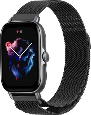 Produktbild von Strap-it Milanese Armband - Kompatibel mit Amazfit GTS 3 Armband Ersatzarmband Edelstahl - Armband mit Magnetverschluss - Hochwertiges Material - für Smartwatch 20mm Armband Schwarz