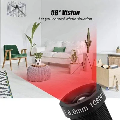 Image de Caméra IP 1080p avec objectif CCTV de 6 mm, angle de vue de 58°, noir, vision nocturne infrarouge