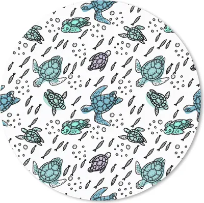 Produktbild von MuchoWow® Mauspad Mousepad Muster - Schildkröte - Fisch 20x20 cm - Mousepads - Maus Mat - Pad - Mausunterlage - Schreibtischmatte