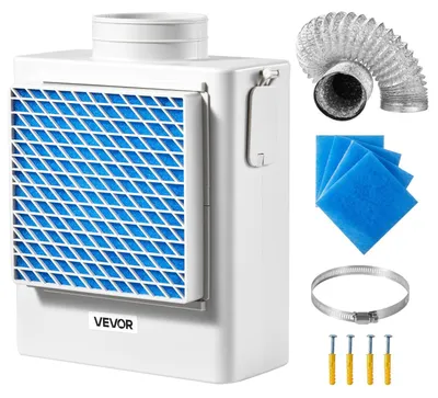 Produktbild von VEVOR 3-in-1 Innen-Trockner-Abluftset, mit Eimer für elektrische Trockner mit 101,6 mm und 5 Fuß erweiterbarem Abluftschlauch,  & leicht & keine zusätzlichen Zubehörteile erforderlich für Wohnungen, Wohnmobile, Quadratisch - Ohne Wassertank