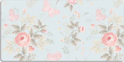 Produktbild von Schreibtischmatte Tischunterlage 90x45 cm Mauspad - Rosen und Schmetterlinge.