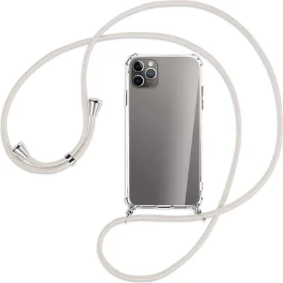 Produktbild von Handykette Backcover-Schutzhülle mit Band (Metall silberfarben) für Apple iPhone 11 Pro Max - broken white