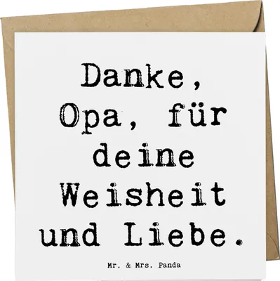 Produktbild von Mr. & Mrs. Panda Grußkarte Spruch Opa Weisheit und Liebe - Weiß - Geschenk, doppelkarte, Dankeschön, bedingungslose, Glückwunschkarte, Familie, Klappkarte, Danke sagen
