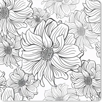 Produktbild von MuchoWow® Mauspad Mousepad Blumen - Schwarz - Weiß - Design 20x20 cm - Mousepads - Maus Mat - Pad - Mausunterlage - Desk Mat - Bureauartikeln