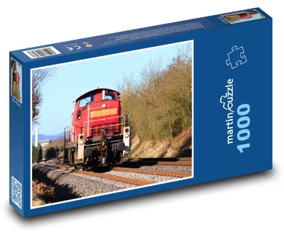 Obrázok produktu pre Puzzle 1000 Červená lokomotíva na železnici - martinpuzzle