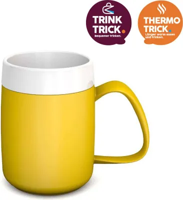 Produktbild von Thermobecher gelb mit Trink-Trick, 140 ml