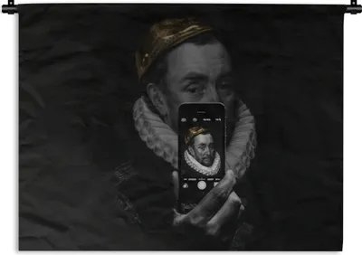 Produktbild von MuchoWow® Wandteppich Wandbehang Wilhelm von Oranien - Adriaen Thomasz - Selfie 150x112.50 cm Tapisserie Dekoration Wandtuch - Wanddecke - Wandteppiche