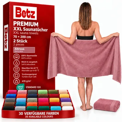 Produktbild von Betz 2 Stück Saunatücher 70 x 200 cm PREMIUM 100% Baumwolle Badetuch Liegetuch Strandtuch   Farbe: altrosa