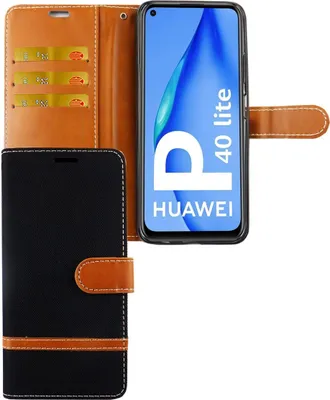 Produktbild von Huawei P40 Lite Handy Hülle Schutz Tasche Case Cover Kartenfach Etuis Schwarz